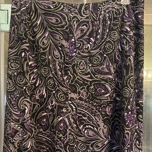 JM Collection Purple and Black Paisley Midi Skirt